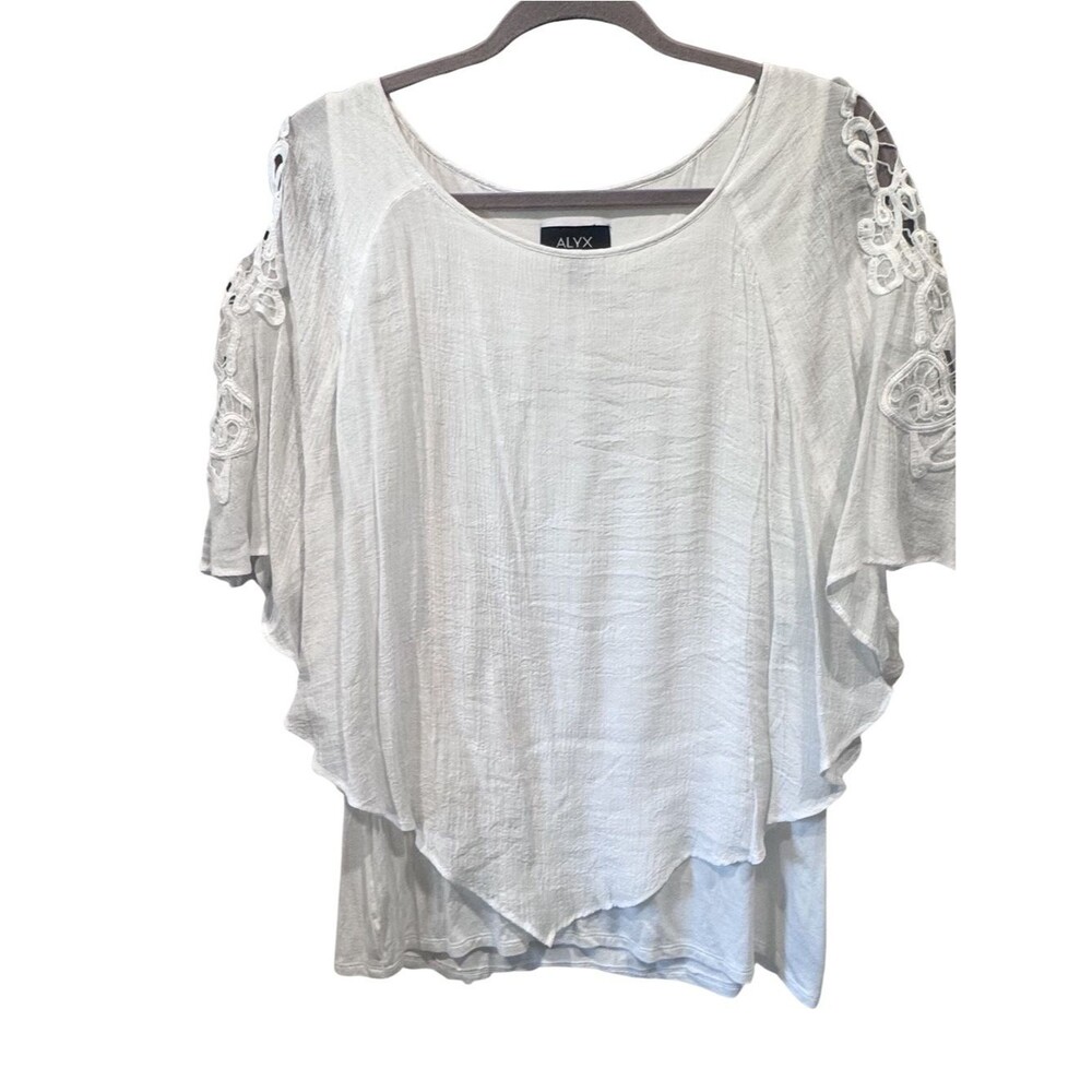 NWT ALYX Sunshine Breeze White Lace Sleeve Layered Tunic Top L MSRP $49
